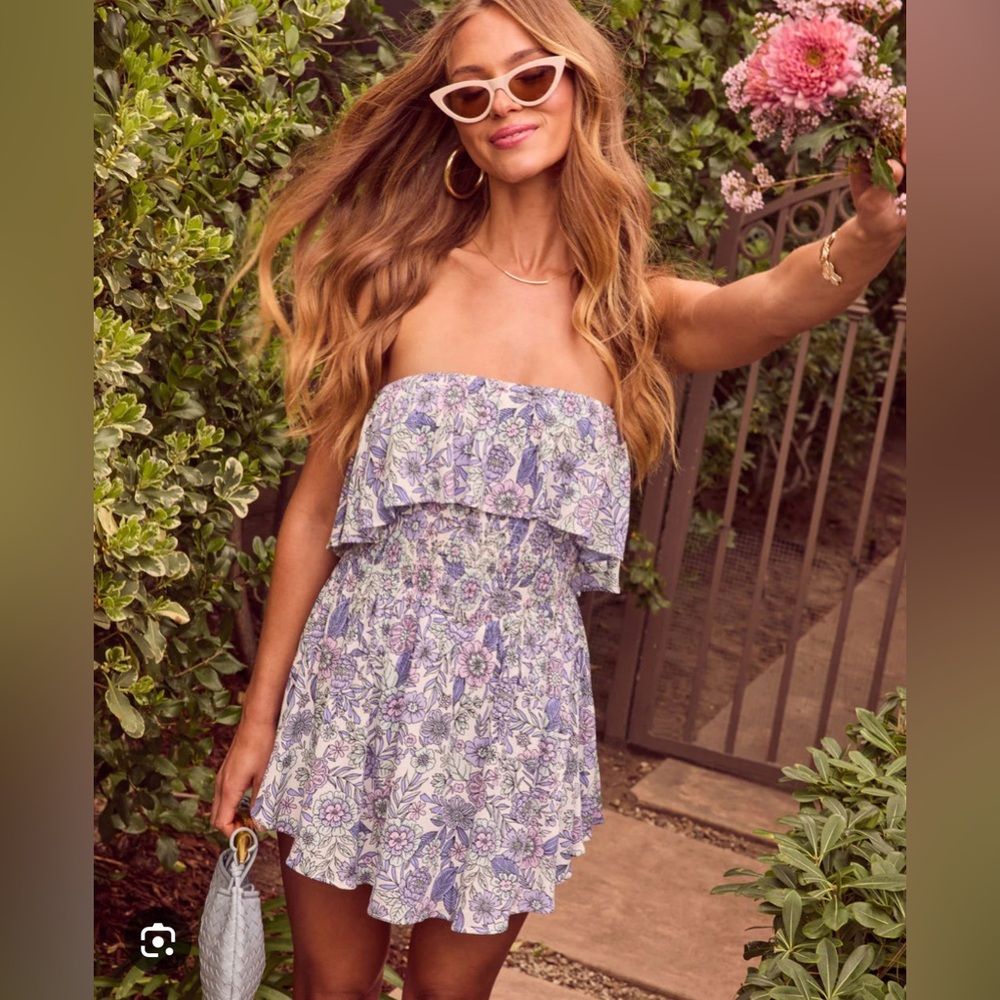 Lilly Floral Smocked Strapless Romper